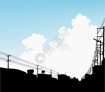 城市云云电线杆蓝色天气天际插图工业电报景观公用事业地平线设计图片
