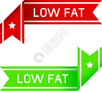 脱脂的低脂肪食物角标签设计图片