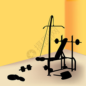 健身房杠铃健身力量饮食火车房间肌肉建筑锻炼插图光盘健身房设计图片