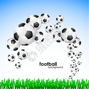 翠鸟飞了过去足球足球背景插图黑色活动竞争绿色团队蓝色天空训练圆形设计图片