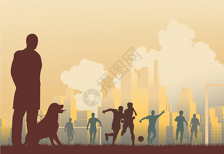 足球公园足球观众游戏旁观者棕色团队竞争场地公园球员插图男人设计图片
