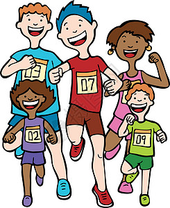马拉松运行者慢跑赛车跑步者多样性插图剪贴赛车手跑步卡通片背景图片