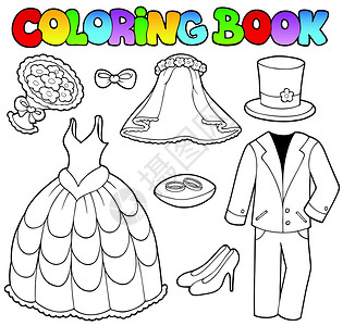 衣服染色带有婚服的彩色书籍设计图片
