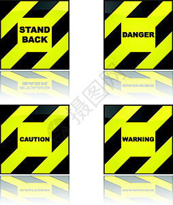 示警标志条纹黄色危险艺术白色插图反射黑色正方形背景图片