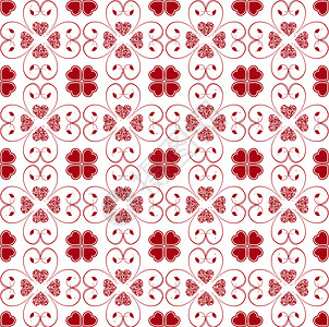 新地中心无缝的心型包装卡片风格美丽装饰品庆典礼物墙纸红色白色设计图片