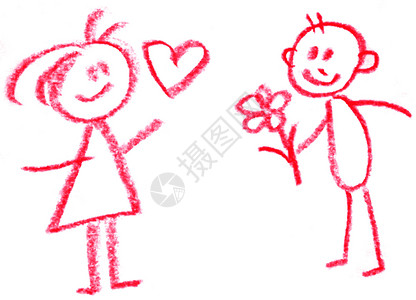 红色裙子的女孩男女两性微笑男朋友卡通片信号朋友女孩裙子男性友谊热情设计图片