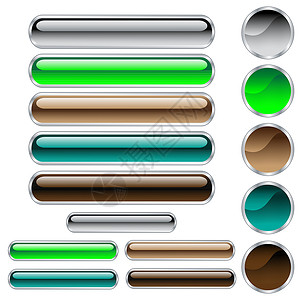 括号中的按钮 可缩放光亮的圆形矩形和圆圈黑色棕色绿色收藏金属空白网站网络纽扣长方形设计图片