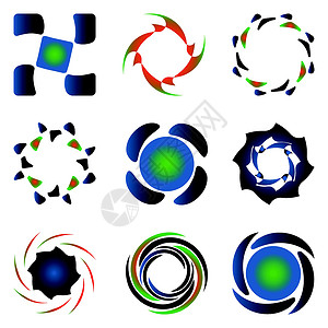 各种设计元件集集蓝色绿色插图六边形几何圆形红色轨道正方形立方体图片