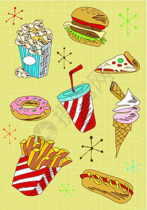 冰淇淋三明治快速快食品图标集设计图片