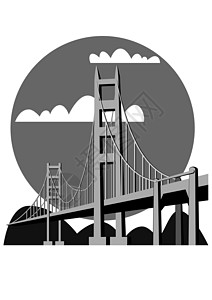 著名大桥简笔画金门大桥 - 矢量设计图片