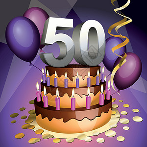 紫色两层蛋糕五十周年蛋糕设计图片