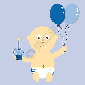 拿着蜡烛男孩宝宝男孩的第一次生日设计图片