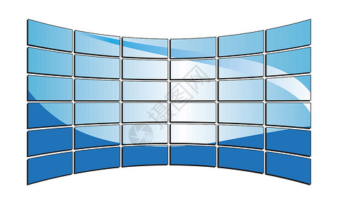 多屏互动3D 矢量蓝色电视监视器设计图片