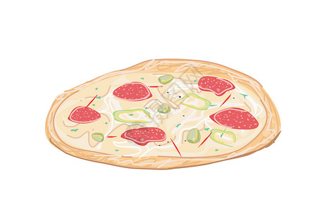 意大利美食新鲜比萨饼香肠午餐脆皮垃圾胡椒蔬菜食物洋葱面团美食设计图片