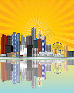 滨海新城与的新加坡城市天际线设计图片