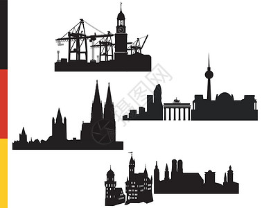 白芝麻仁4个德国城市 汉堡 柏林 科隆 慕尼黑设计图片