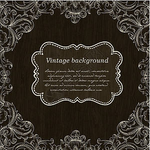 复古浪漫框架用于贺卡的 Wooden 背景上的旧框架设计 Vec设计图片