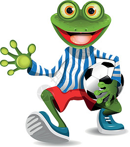 水陆庵青蛙足球运动员游戏爪子喜悦绿色插图好奇心食欲玩家兴趣红色设计图片