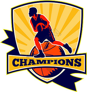 篮球玩家钻珠球回转决赛冠军男人锦标赛运球插图艺术品男性运动背景图片