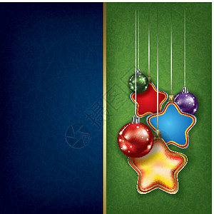 姜饼装饰球与明星和球星一起向圣诞问候庆典礼物展示艺术雪花盒子假期惊喜插图绘画设计图片