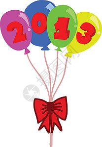 漂浮头饰蝴蝶结白色背景的2013年多彩气球设计图片