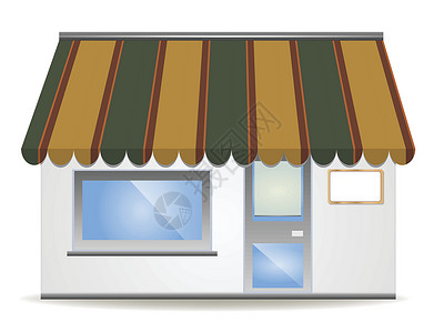 弗莱福兰矢量孵化长方形插图边缘遮阳棚条纹杂货店房子阴影商业玻璃柜设计图片