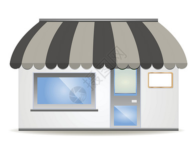 弗莱福兰矢量孵化商业插图杂货店长方形店铺玻璃柜条纹咖啡店边缘房子设计图片