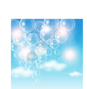如梦童年空气泡泡蓝色飞行圆形微风想像力白色泡沫派对洗发水童年设计图片