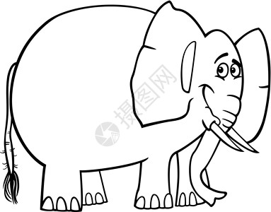 大剪贴画用于彩色书的可爱大象漫画设计图片