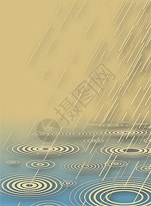 蒙蒙雨花洒淋浴池塘倾盆大雨雨滴气候插图蓝色风暴水池棕色天气设计图片