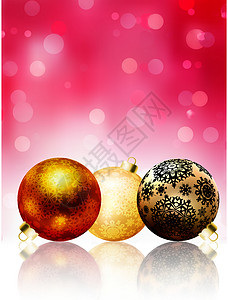 白色红色球倒影美丽的红圣诞快乐卡 EPS 8庆典假期玻璃展示问候语派对购物周年季节生日设计图片
