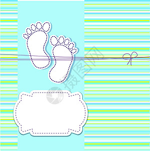宝宝的脚儿童婴儿公告卡 矢量图示传单淋浴蓝色玩具涂鸦卡片孩子邮票男生印刷设计图片