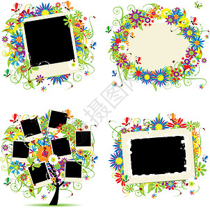 家族空白素材家族专辑 花岗树和照片框设计图片