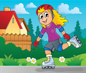 轮滑女孩素材户外体育主题图像2设计图片