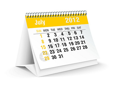 每月2012年6月12日案头日历办公室杂志季节回忆笔记本插图木板笔记螺旋设计图片