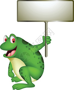 泡脚牛蛙带空白符号的可爱青蛙漫画设计图片