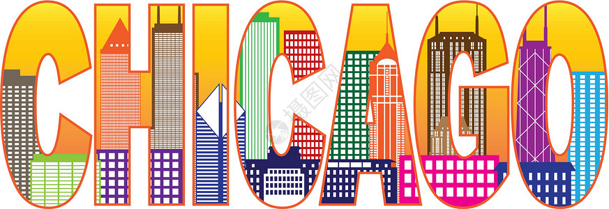 北美旅游芝加哥市天线彩色文字说明设计图片