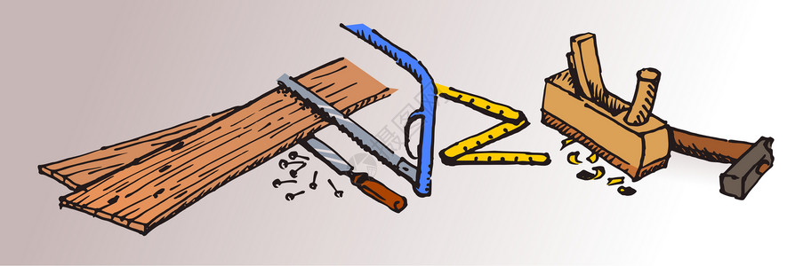 霍奇夫拉切木匠工具和木柴插画
