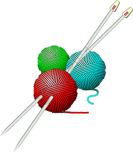 红色线球矢量缝线球和针设计图片