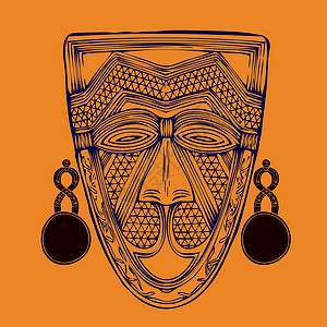 啪啪打脸戴重耳膜的非洲面罩设计图片