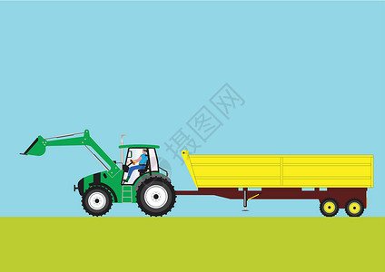 绿色拖拉机绿色拖车和拖车设计图片