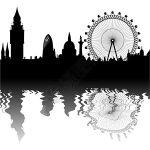 摩天轮剪影伦敦天线矢量教会历史纪念碑天际摩天轮圆顶反射寺庙遗产车轮设计图片