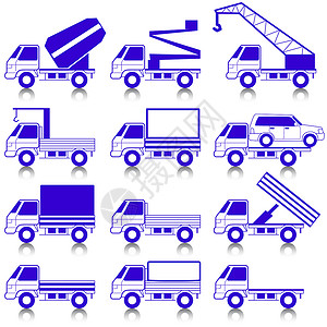 切夫伦一组矢量图标  传送符号加载蓝色过境送货货运运营商插图运输搬运工绘画设计图片