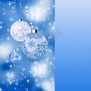 装饰剪贴画带圣诞节球的蓝卡 EPS 8设计图片