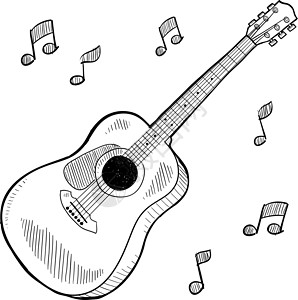 吉他弹奏者声音吉他草图设计图片