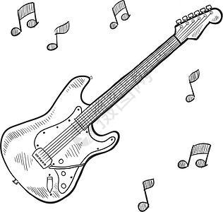 埃塔拉电子吉他草图松香音乐音乐家侧影涂鸦和弦独奏民间细绳歌曲设计图片