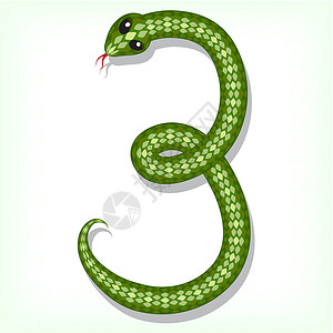 蛇信子蛇形字体 digit 3设计图片