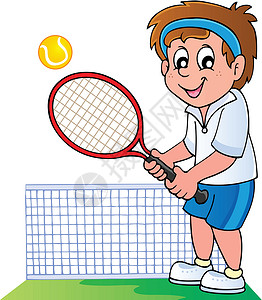 看大雁小男孩卡通网球运动员设计图片