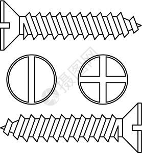不锈钢螺丝栓不锈钢螺丝 矢量插图机器硬件工厂物品宏观制造业机械工程金属螺栓设计图片
