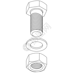 不锈钢螺丝栓不锈钢螺栓和坚果 矢量插图合金车间工厂物品紧缩工业制造业机器机械白色设计图片